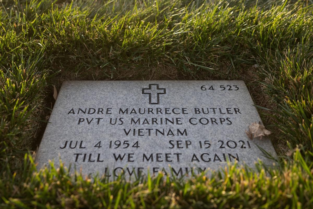 Andre's grave is at Riverside National Cemetery. His middle name, Maurice, is misspelled "Maurrece."