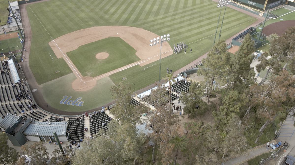 An aerial view of part UCLA's facilities on land leased from the West Los Angeles VA